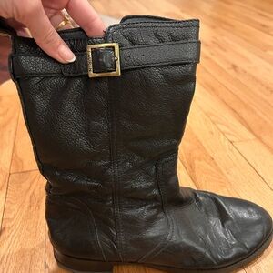 Ralph Lauren Black Leather Combat Boots